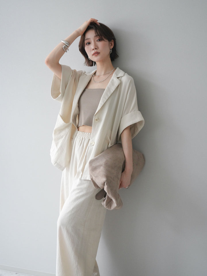 [SET]ハーフスリーブオーバージャケット+リラックスワイドパンツ(2set)