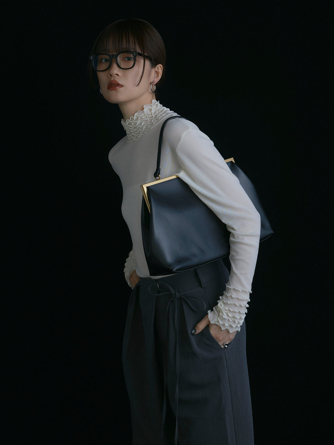 [予約]シアーフリルメロートップス/アイボリー