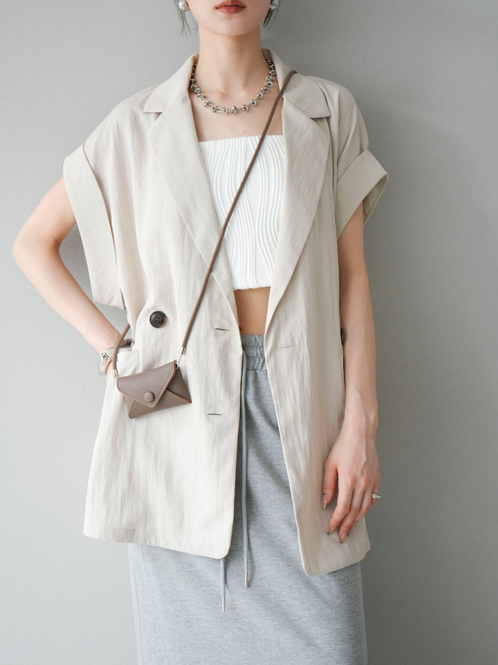 [SET]リネンライクノースリーブダブルジレ+リネンライクノースリーブダブルジレ(2set)