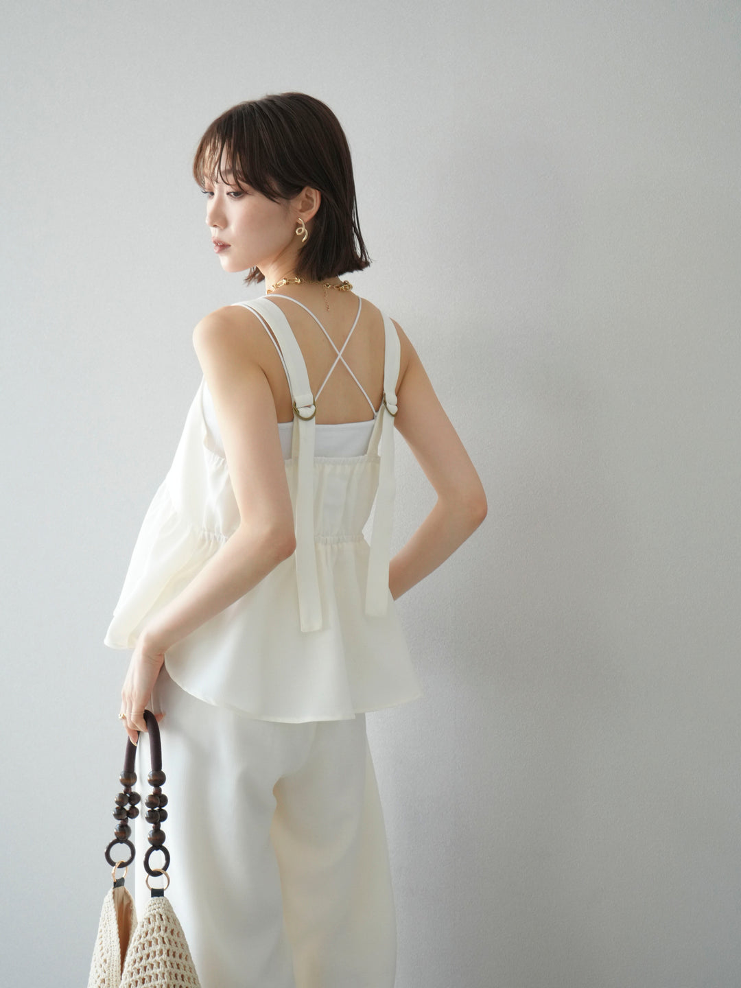 [予約]リネンライクビスチェ/アイボリー