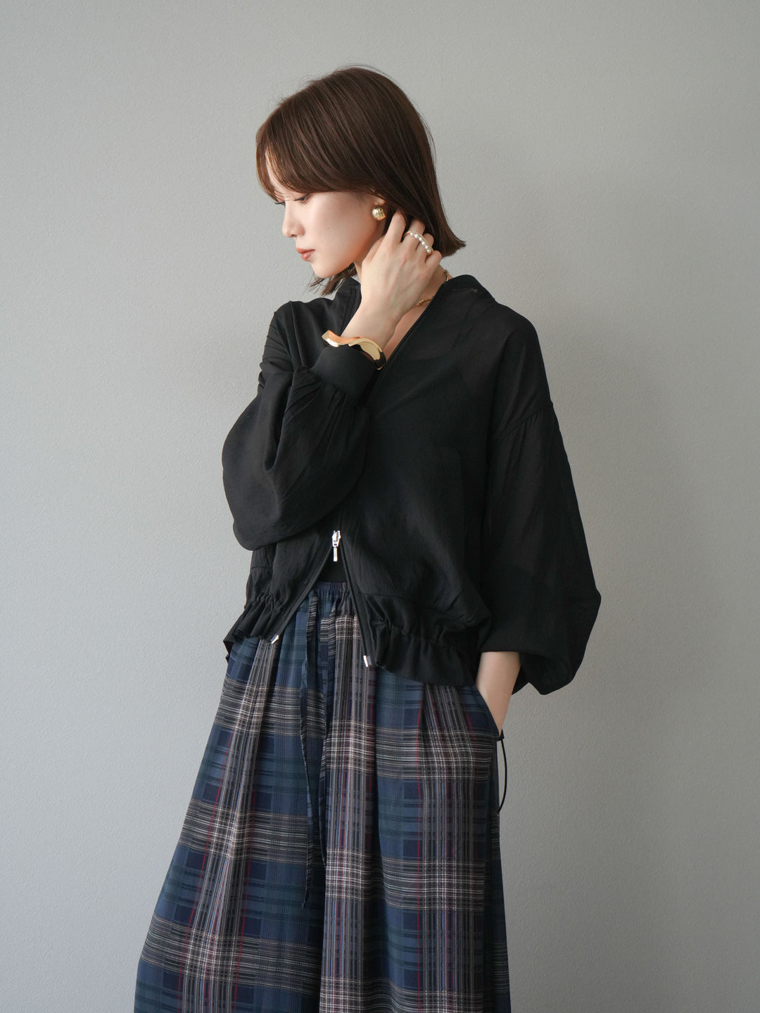 [預訂] Washer Sheer Blouson/黑色