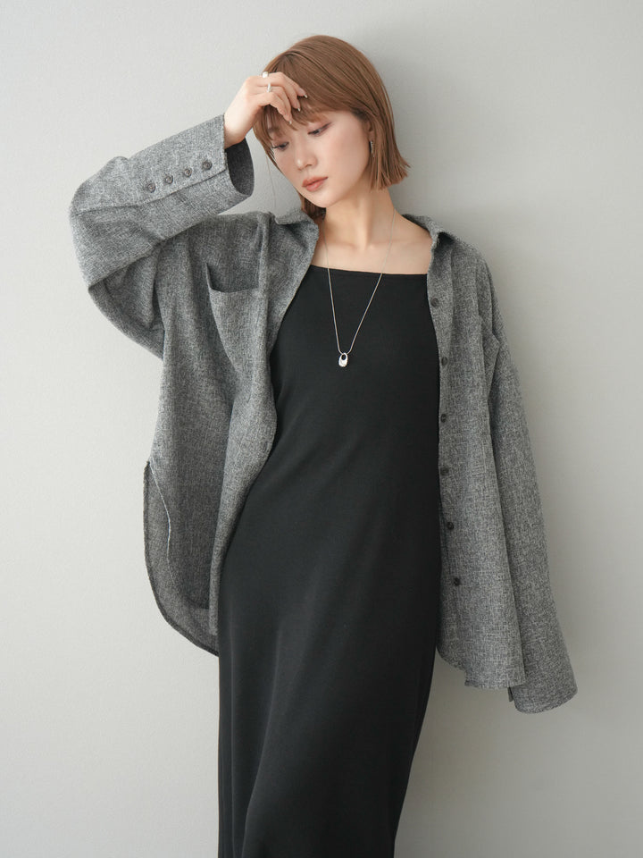 【預購】羅紋罩杯吊帶洋裝/黑色