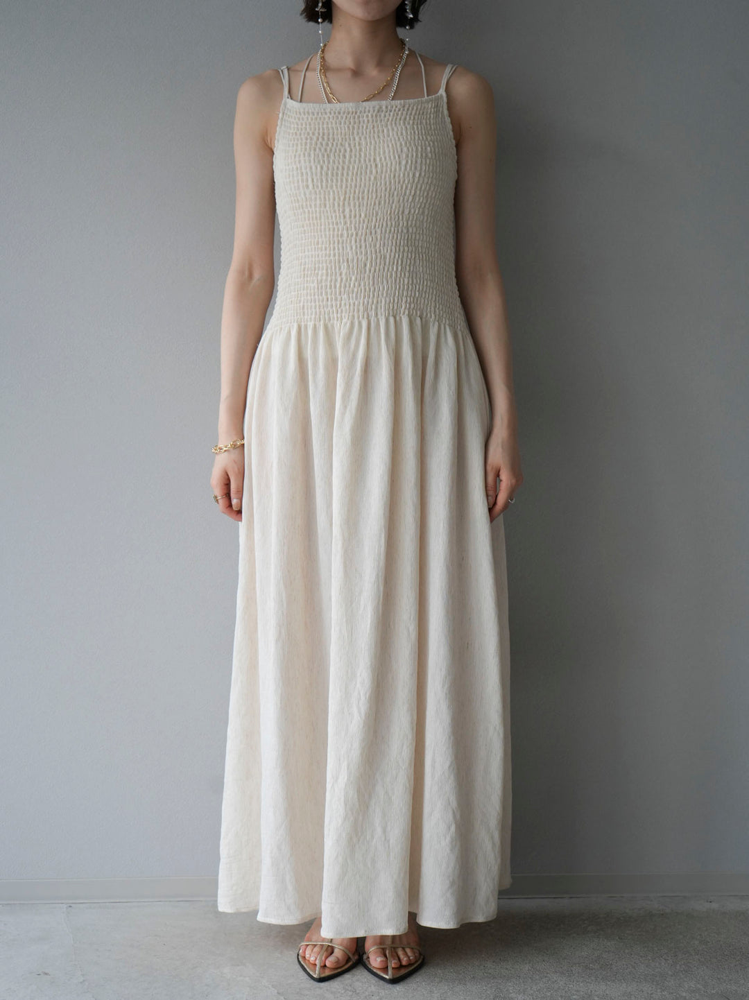 [Pre-order] Gathered camisole dress/ivory