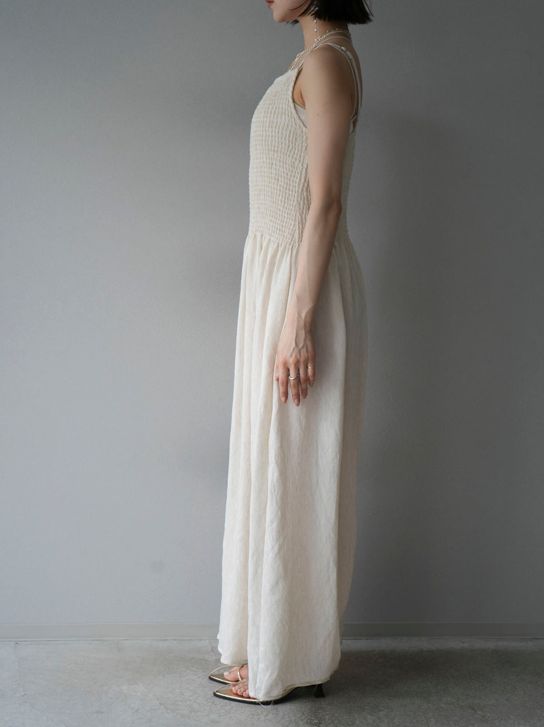 [Pre-order] Gathered camisole dress/ivory