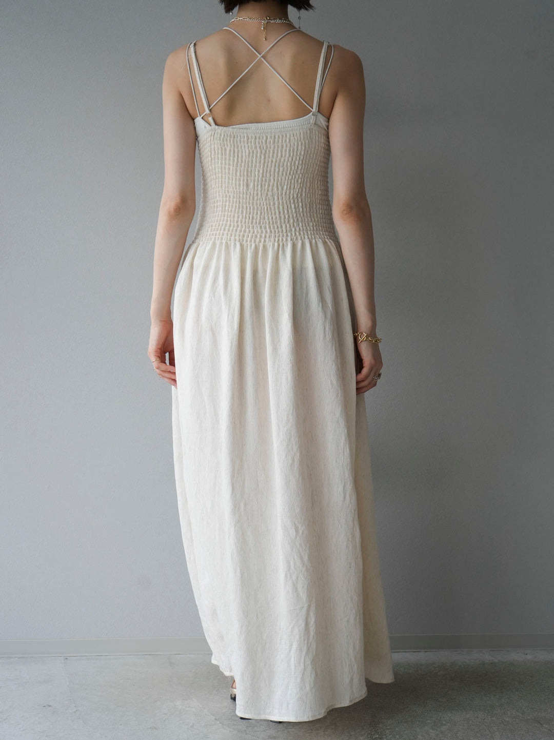 [Pre-order] Gathered camisole dress/ivory