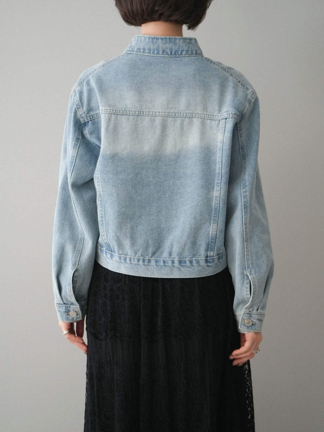 [予約]スタンドカラーコンパクトデニムジャケット/lightblue