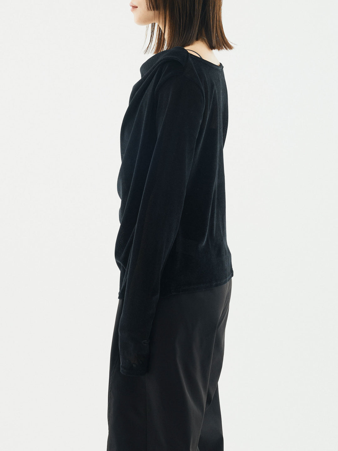 [予約]シアーベロアタックデザイントップス/ブラック