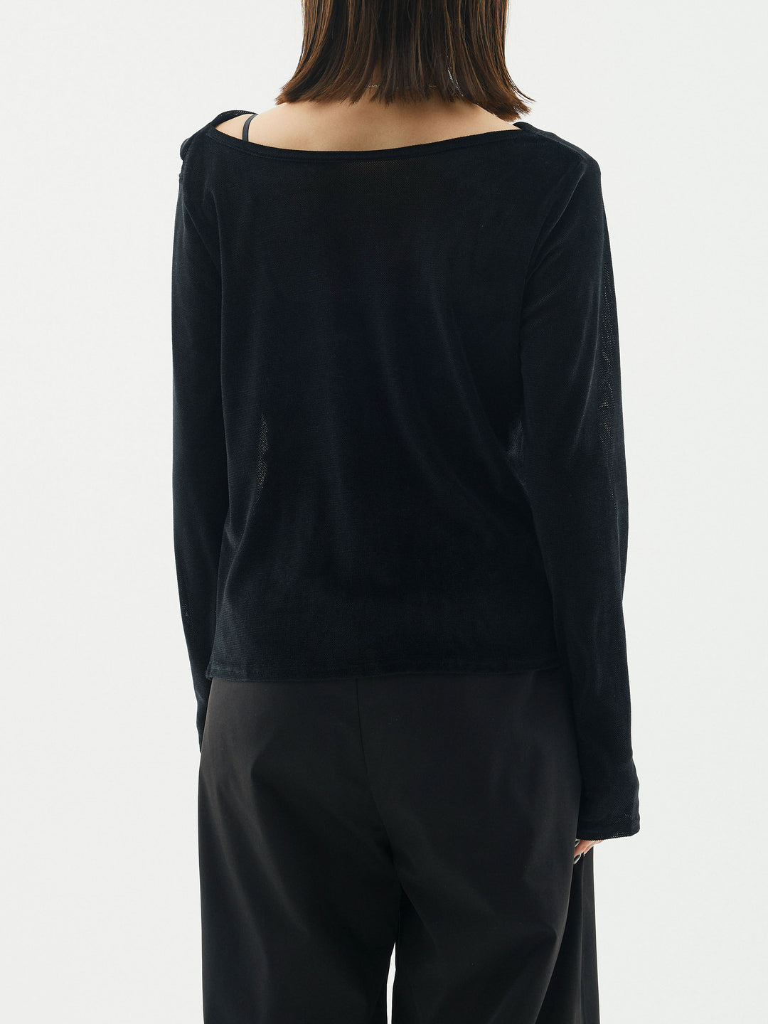 [予約]シアーベロアタックデザイントップス/ブラック