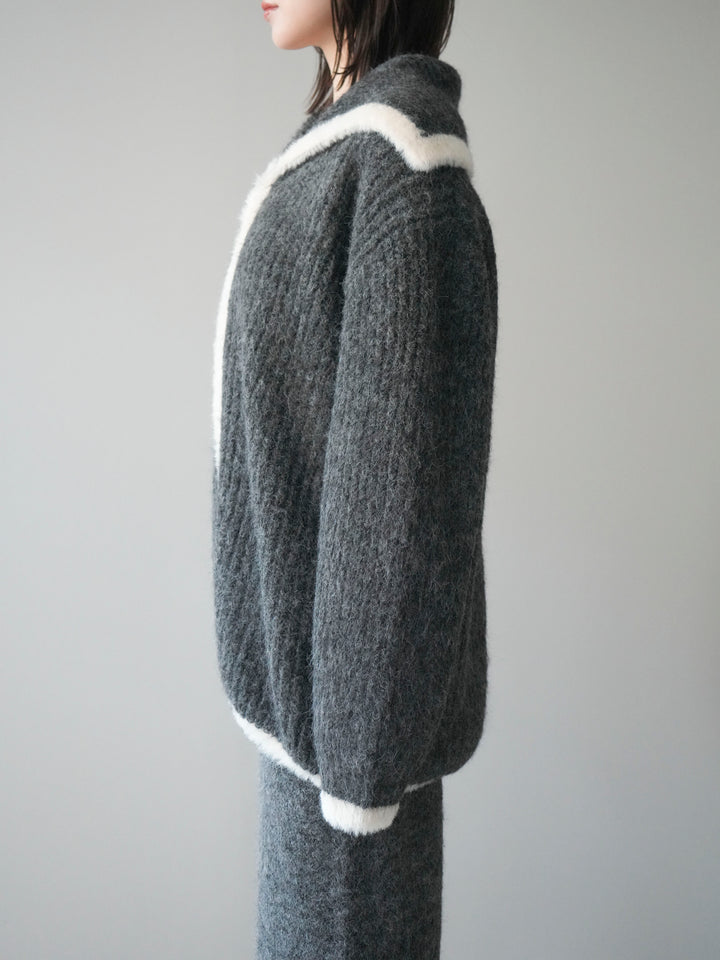 [SET]襟付き配色シャギーニット＆ロングスカートSET UP(2set)