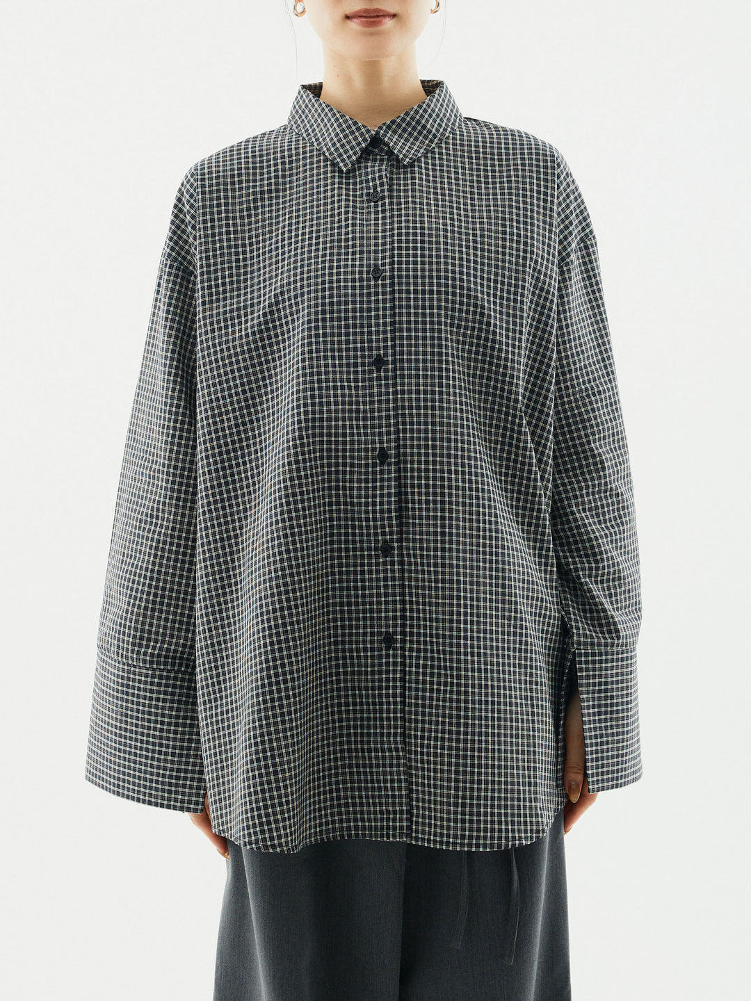 [予約]チェックBIGカフスオーバーシャツ/ブラック