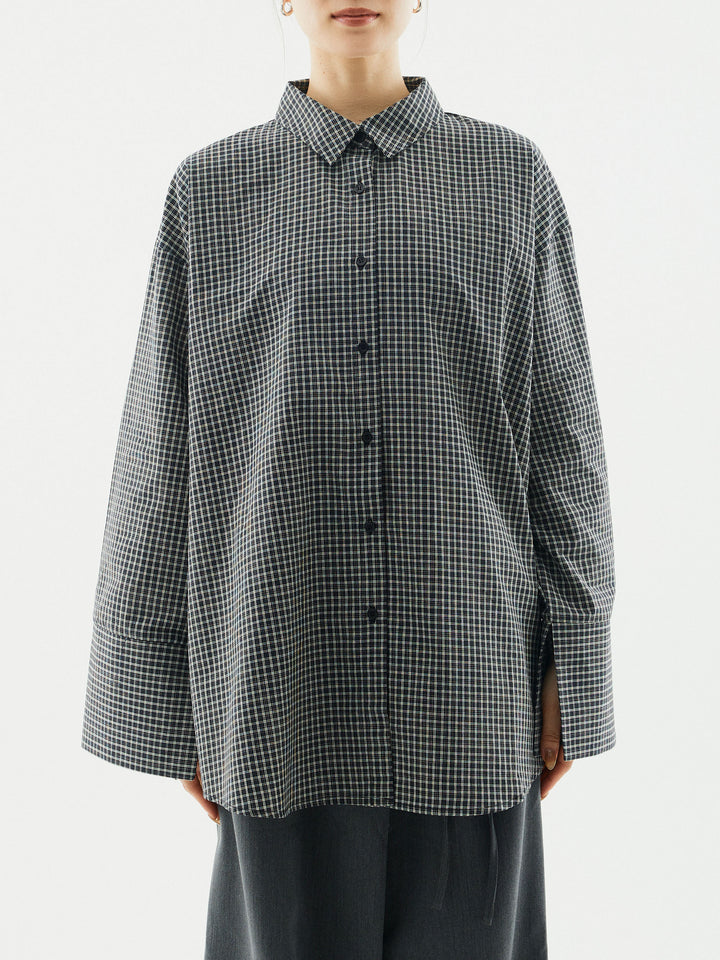 [予約]チェックBIGカフスオーバーシャツ/ブラック