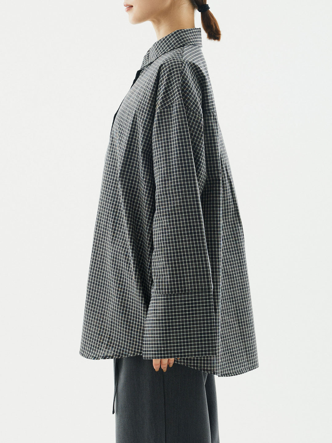 [予約]チェックBIGカフスオーバーシャツ/ブラック