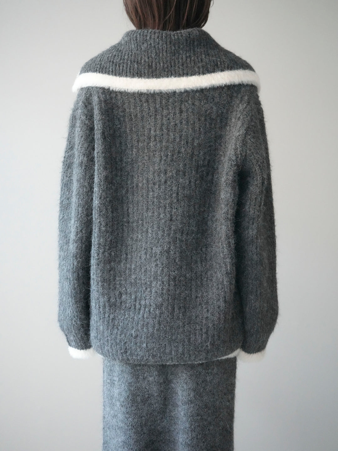 [SET]襟付き配色シャギーニット＆ロングスカートSET UP(2set)