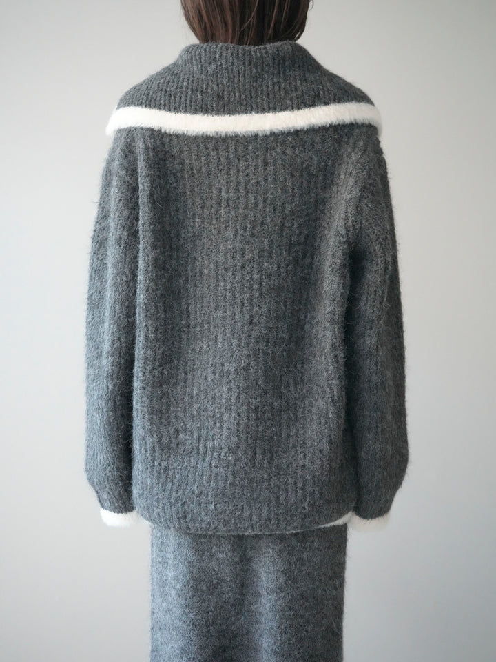 [SET]襟付き配色シャギーニット＆ロングスカートSET UP(2set)