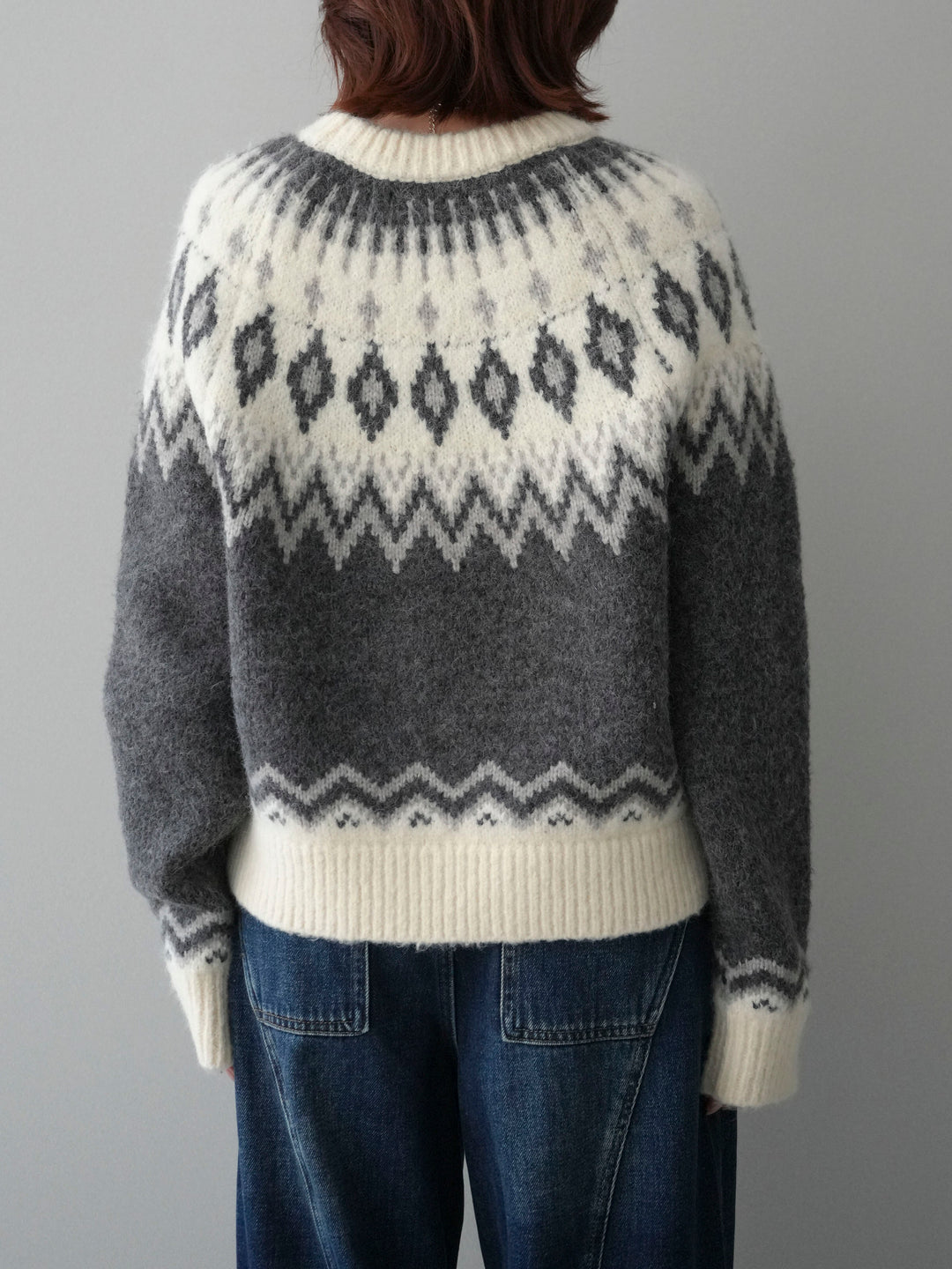 [予約]ノルディック柄ニットプルオーバー/gray