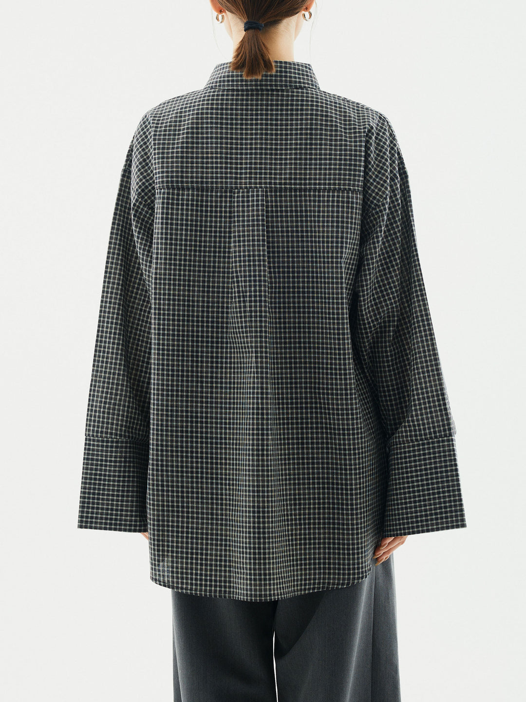 [予約]チェックBIGカフスオーバーシャツ/ブラック