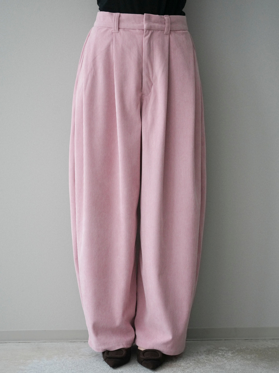 [予約]コーデュロイサイドタックコクーンパンツ/pink