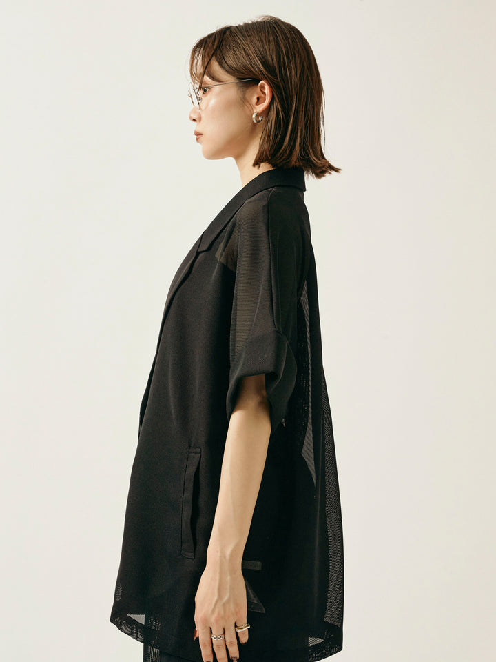 [予約]メッシュハーフテーラードジャケット/ブラック