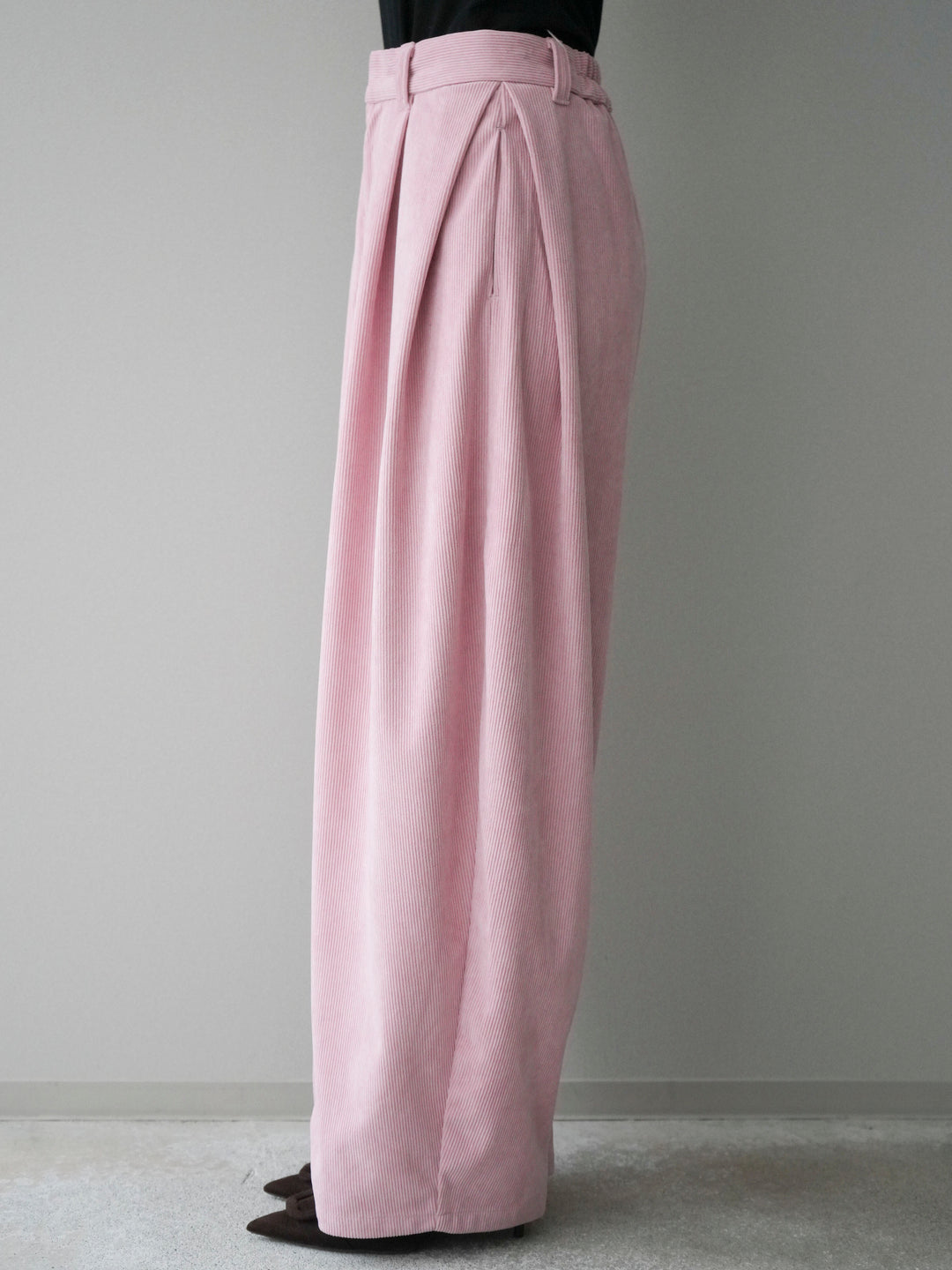 [予約]コーデュロイサイドタックコクーンパンツ/pink