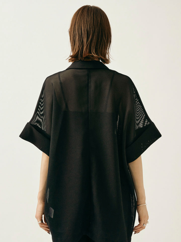 [予約]メッシュハーフテーラードジャケット/ブラック