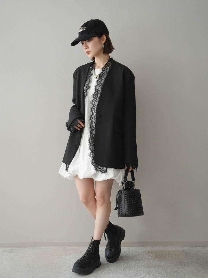 [予約]ノースリバルーンミニワンピース/white