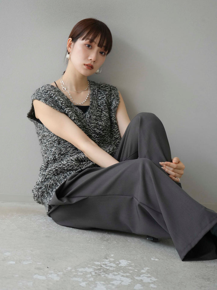 [預訂] 毛圈針織背心/黑