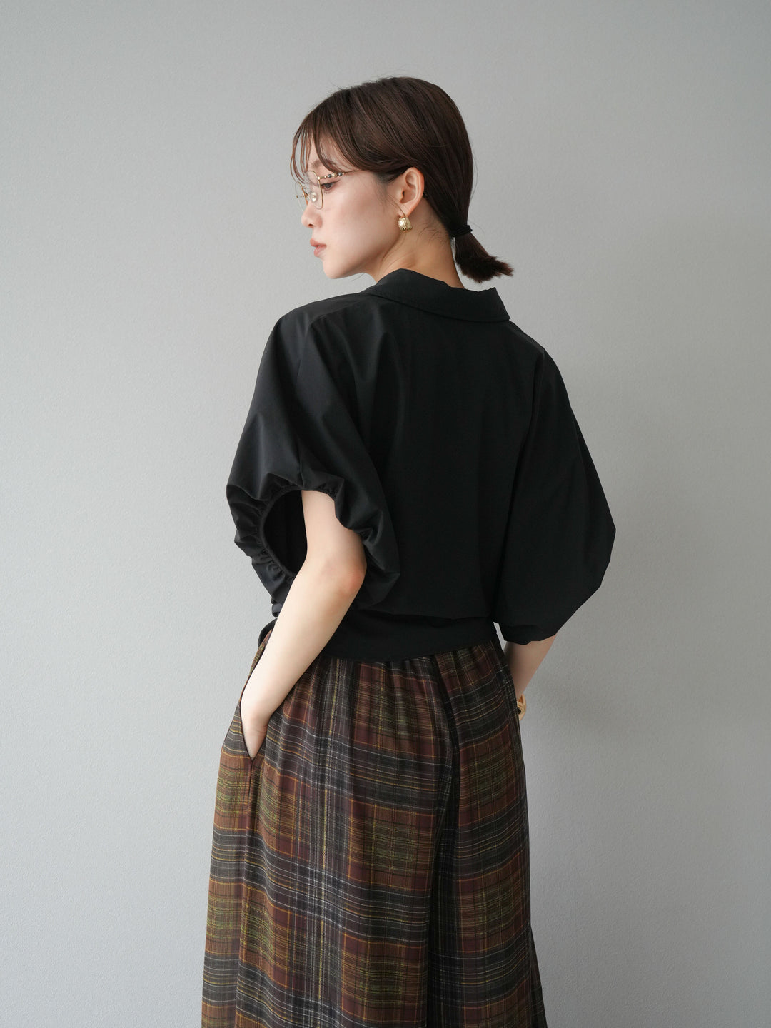 [予約]ICE TOUCHパフスリーブシャツ/ブラック