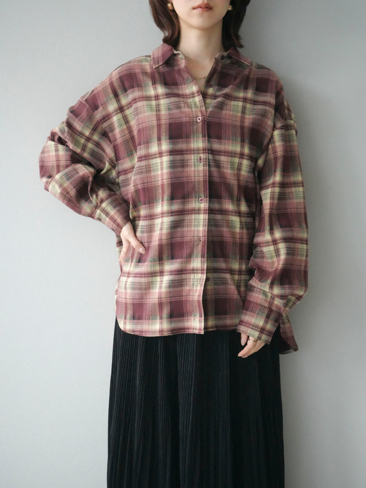 [予約]マルチウェイチェックシャツ/bordeauxbeige