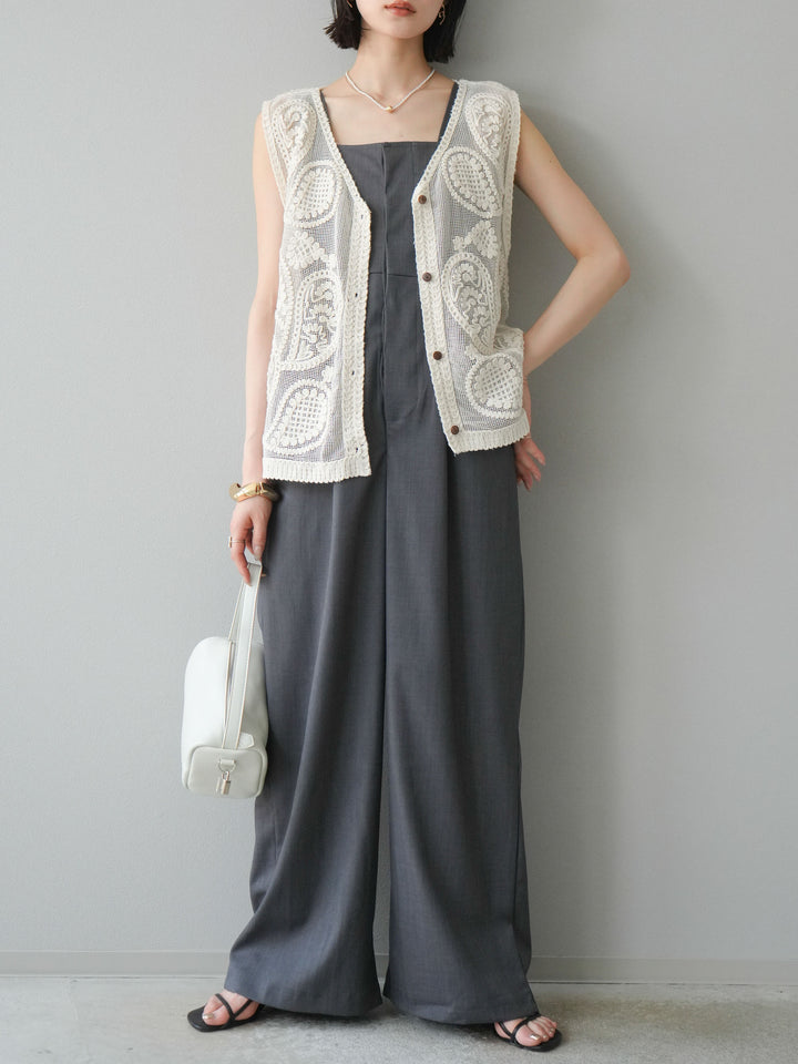 【預購】皮帶設計工裝褲/灰色