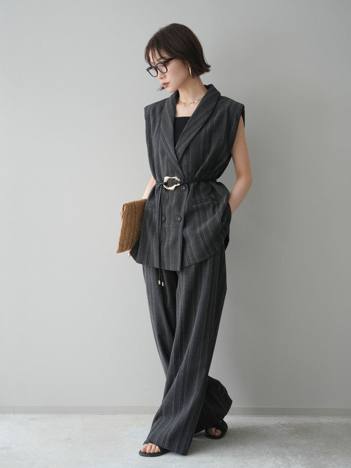 [SET]モチーフベルト付ストライプジレ＆パンツSETUP