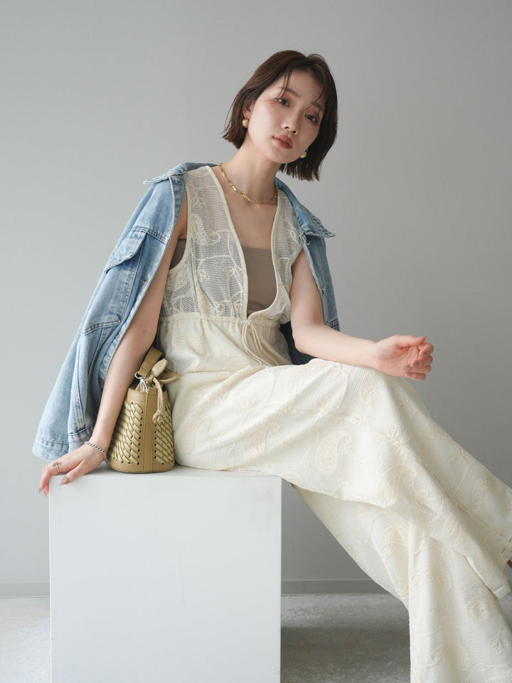 [SET]レース刺繍サロペット+選べるアクセセット(2set)