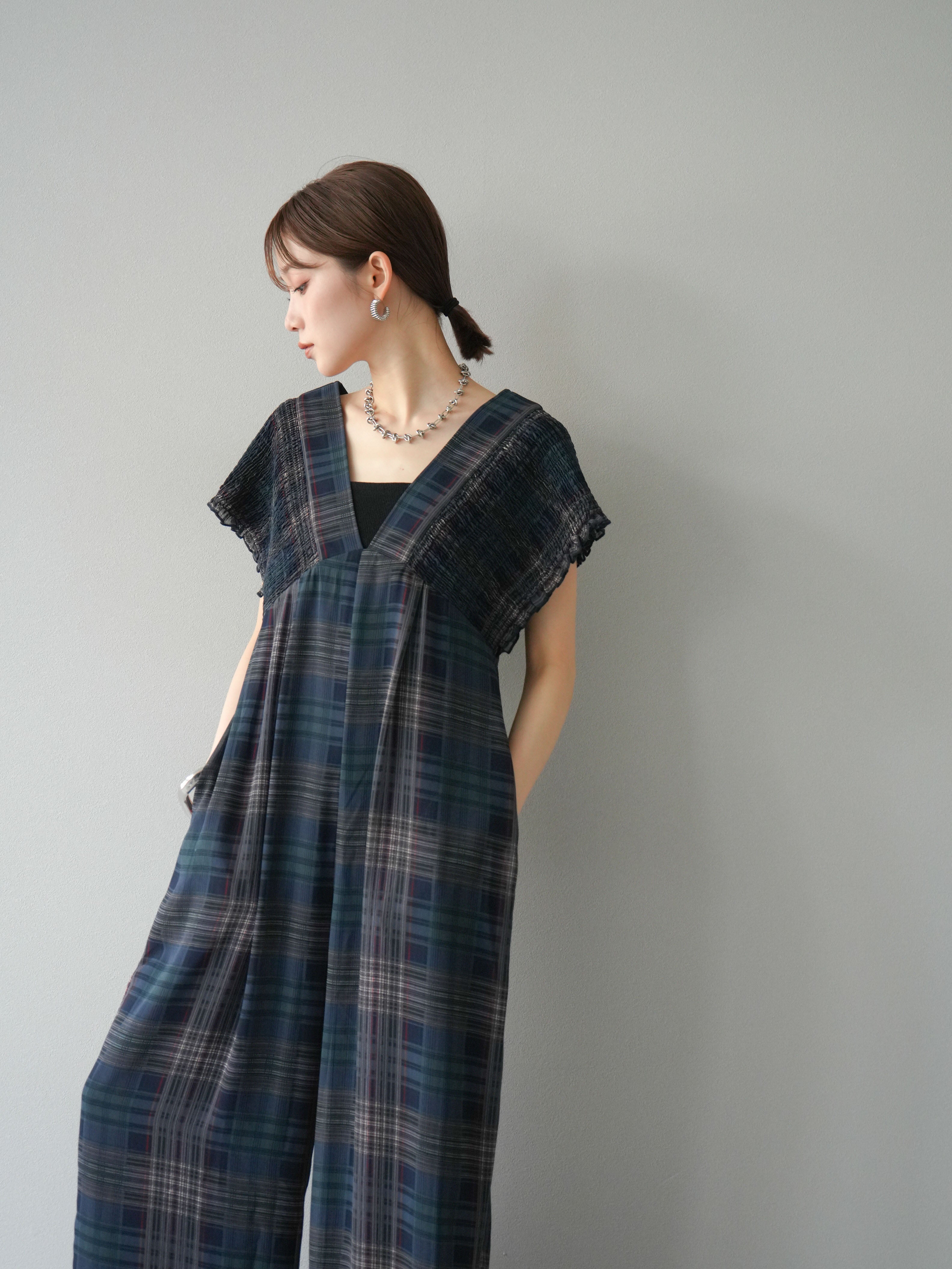 SET]シアーチェックシャーリングサロペット+選べるアクセセット(2set