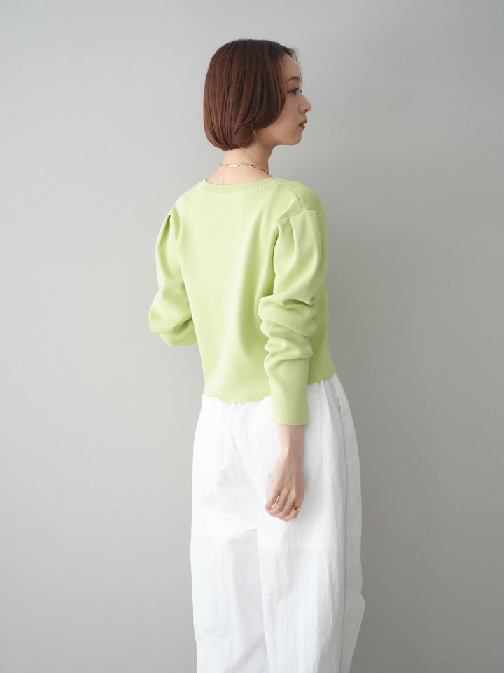 [SET]クリアボタンタックニットカーディガン+ドロストサイドラインナイロンパンツ(2set)