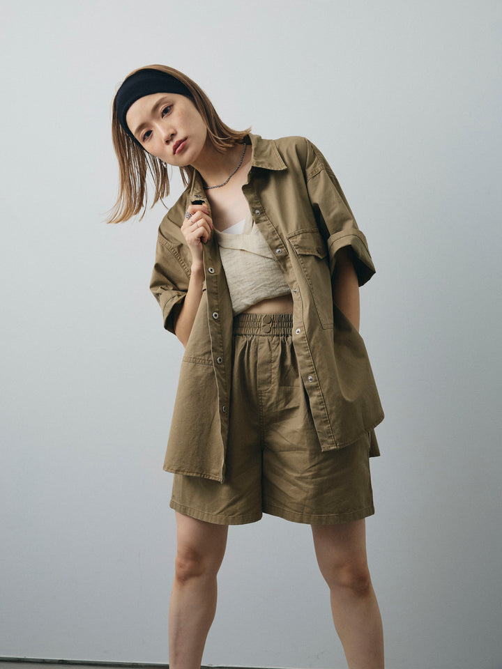 [SET]ミリタリーオーバーシャツ＆ハーフパンツSET UP+ミリタリーオーバーシャツ＆ハーフパンツSET UP(2set)