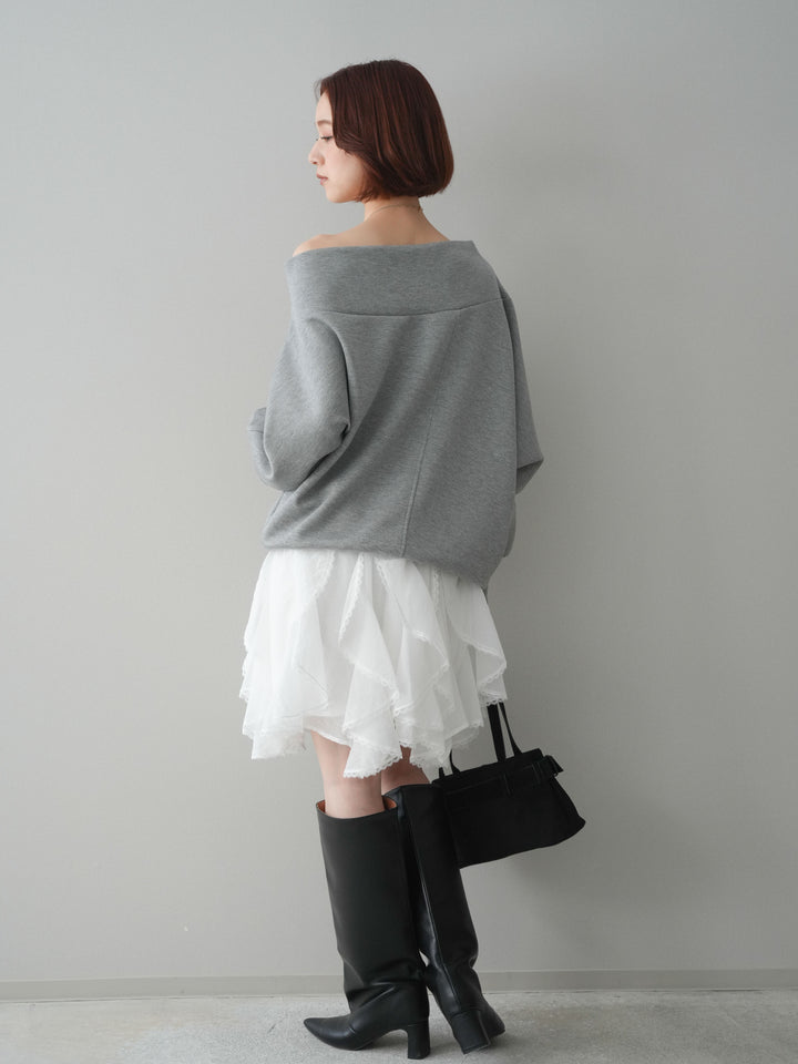 [予約]ラッフルレースミニスカート/white