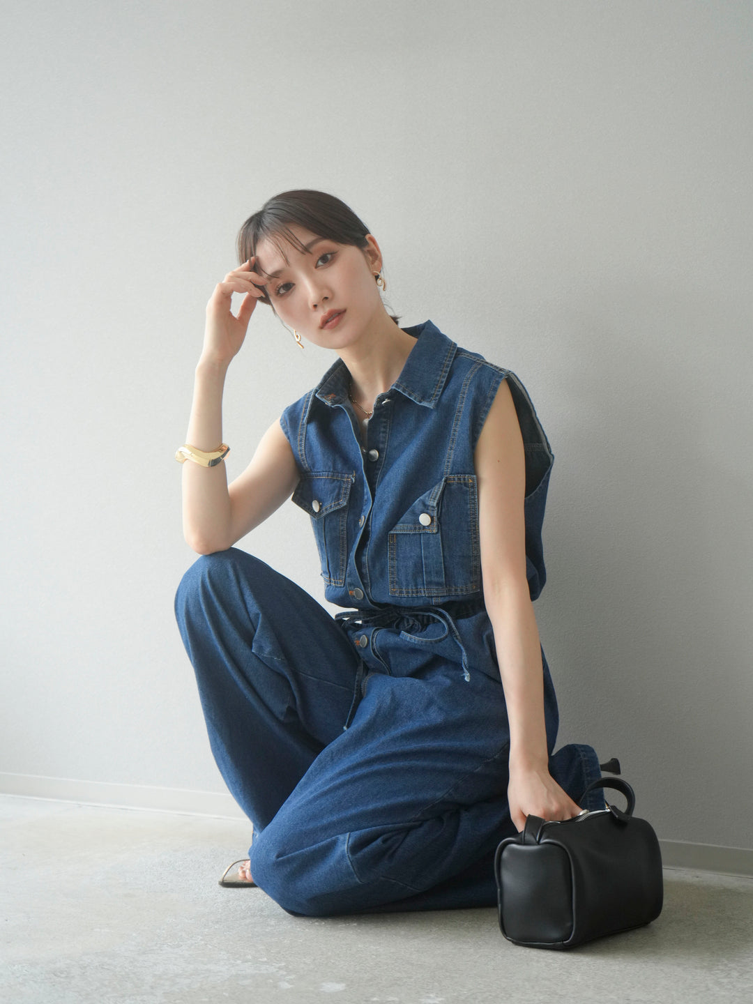 【預購】口袋設計牛仔連身衣/藍色