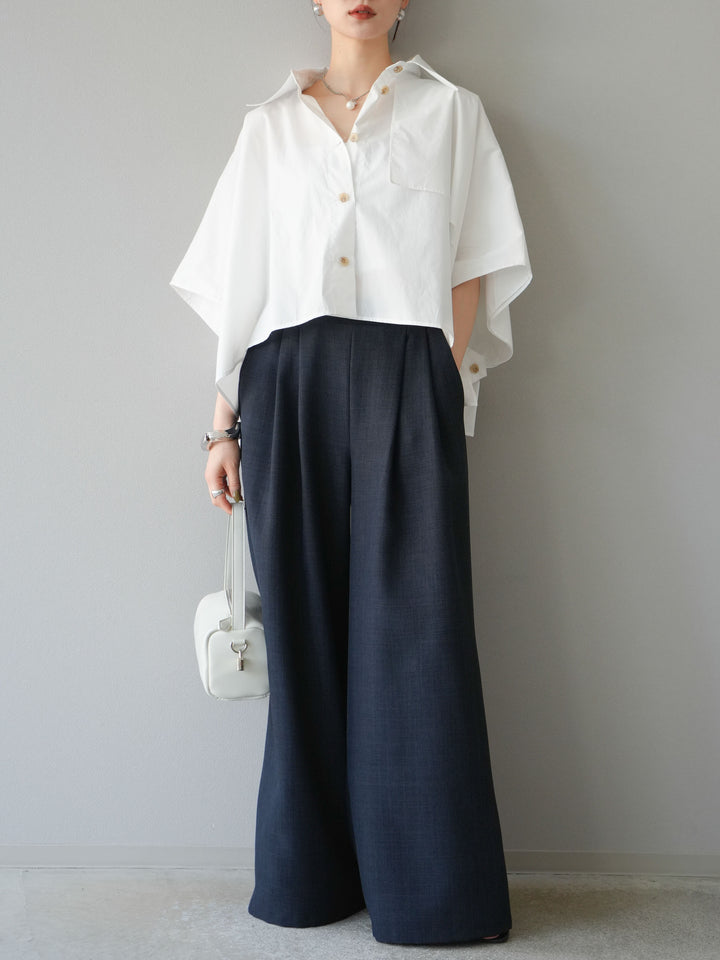 [予約]ポンチョショートシャツ/ホワイト