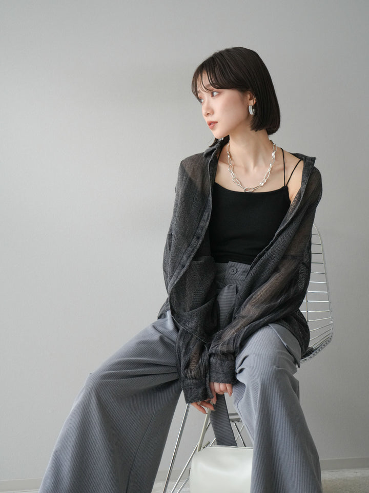 [予約]コットンラメメッシュオーバーシャツ/グレー