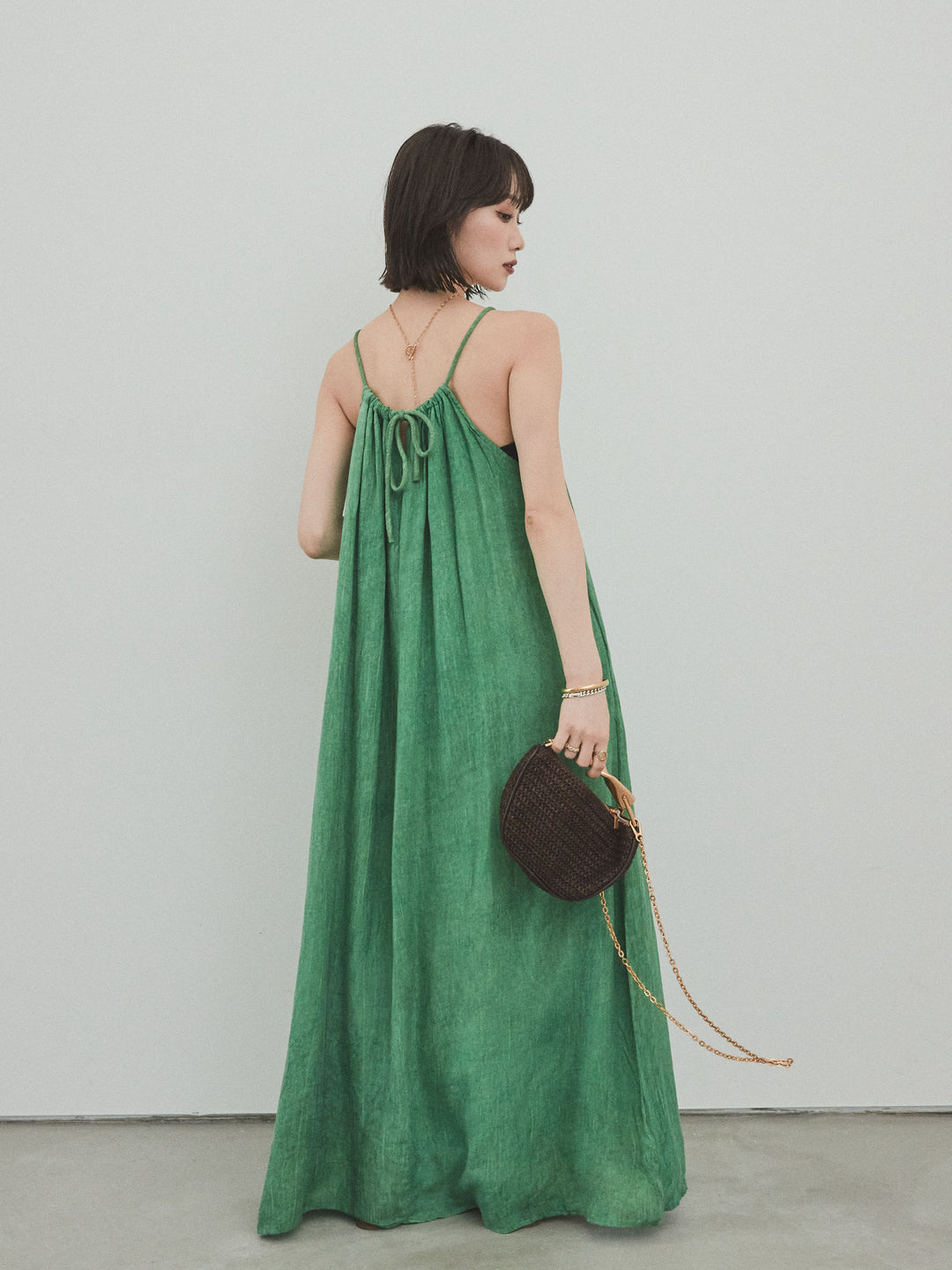 [予約]ムラ染めキャミワンピース/グリーン