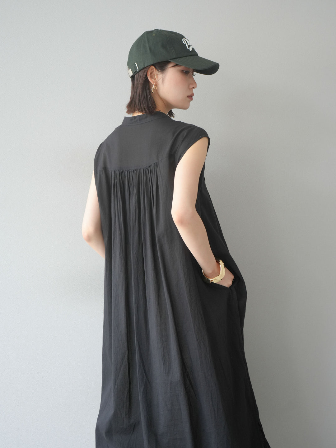 [予約]インド製コットンボイルワンピース/ブラック