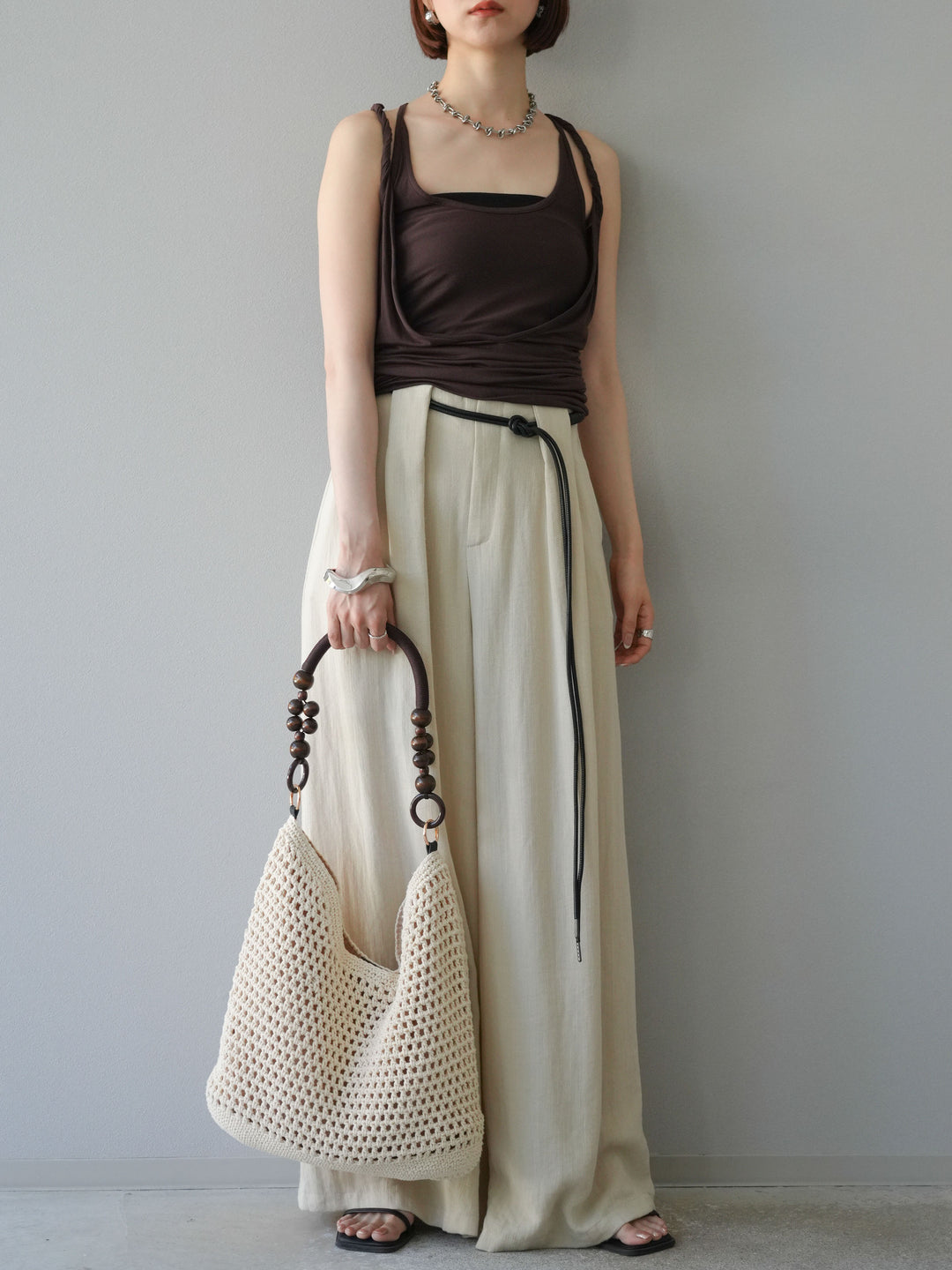 [予約]レイヤードツイストタンクトップ/ブラウン