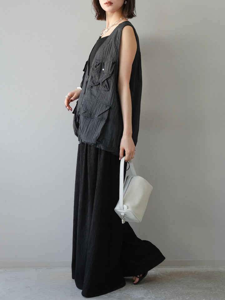 [予約]楊柳バギーパンツ/ブラック