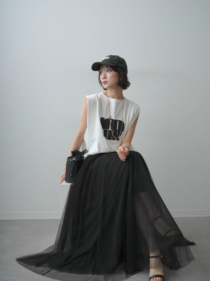 [先行販売！]ショルダータックノースリーブオーバーTEE+ショルダータックノースリーブオーバーTEE(2set)