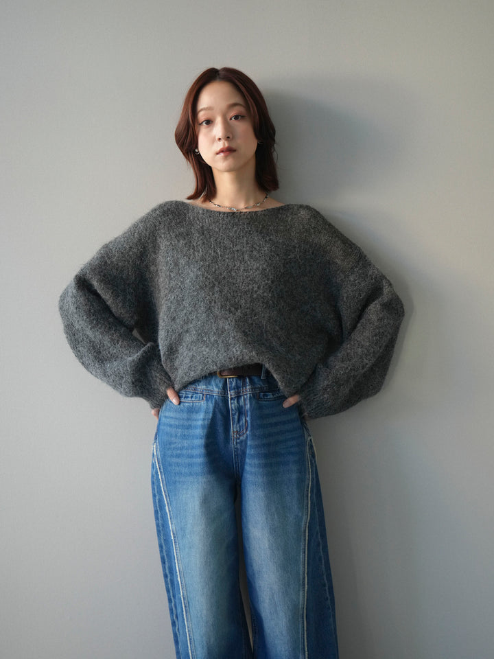 [SET]透かしデザインニットプルオーバー+選べるアクセセット(2set)