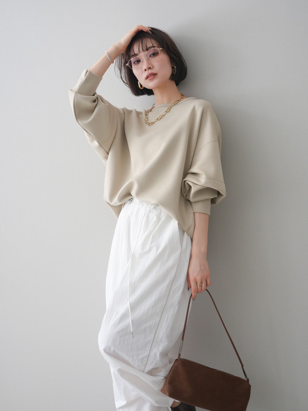 [予約]ライトポンチコクーンプルオーバー/beige