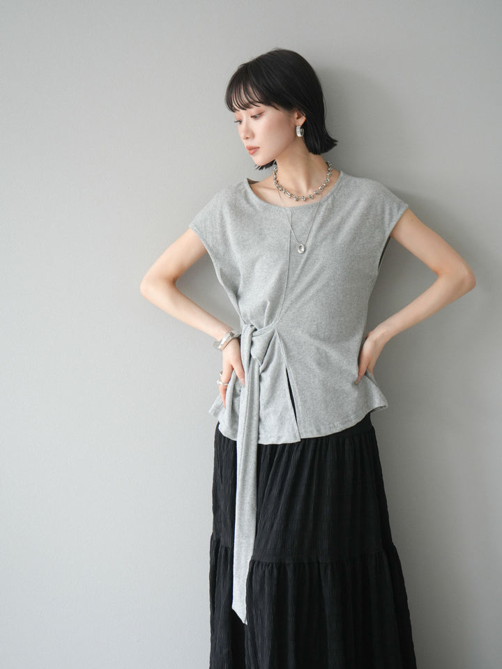 [予約]フロント巻きデザインカットソー/グレー