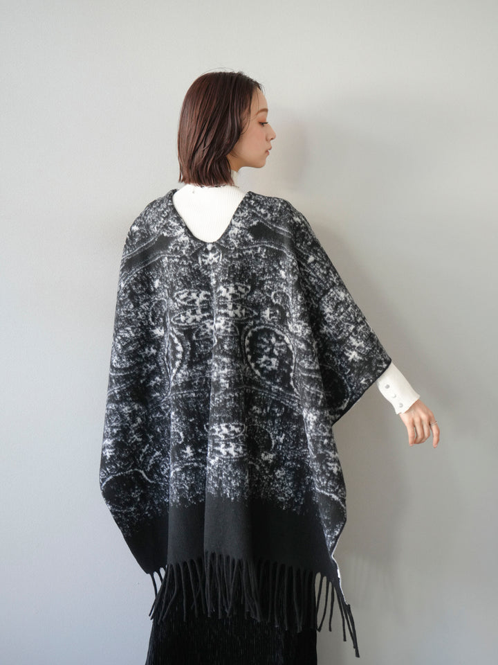 [SET]アブストラクト柄ストールポンチョ+選べるアクセセット(2set)