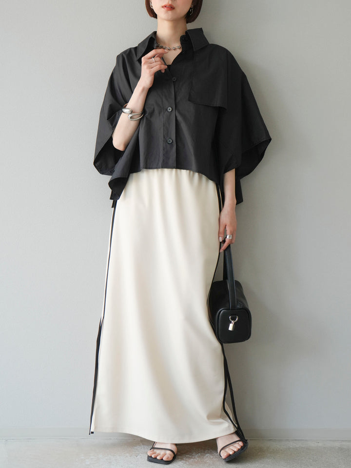 [予約]サイドラインジャージナロースカート/アイボリー