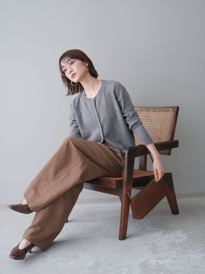 [予約]ハートボタンニットカーディガン/gray