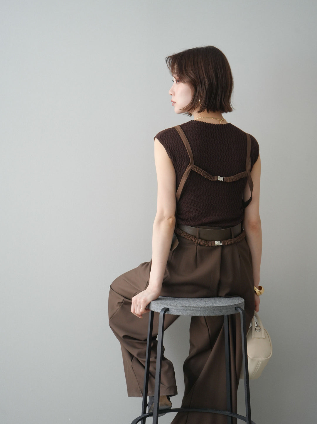 [予約]スエードバックオープンキャミソール/brown